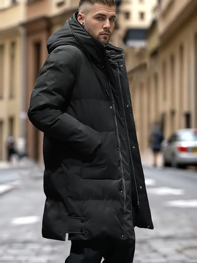 Lose solide Herren Puffer Mantel mit Taschen, lässig Zip Up lange Ärmel