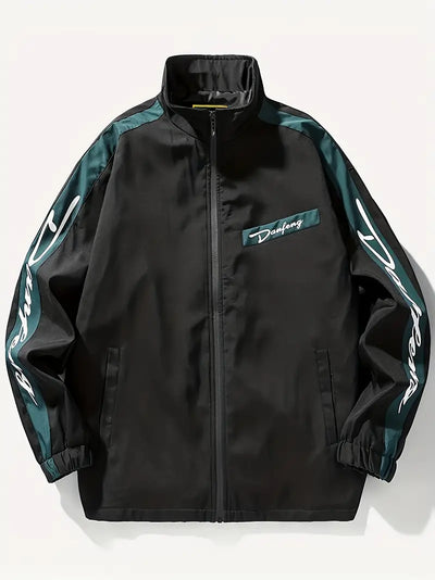 Varsity Style Kontrast Farbe lange Ärmel und Reißverschluss unten Windbreaker Jacke