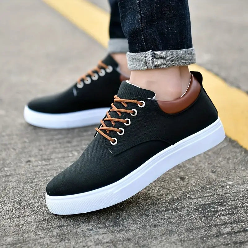 Männer solide Canvas Skateboard-Schuhe Lace Up Low Top Comfy