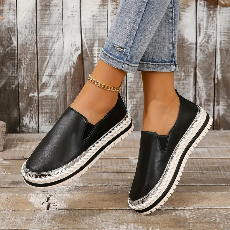 Damen Slip-On Loafers – Bequeme Plattform-Schuhe mit Rutschfester Sohle