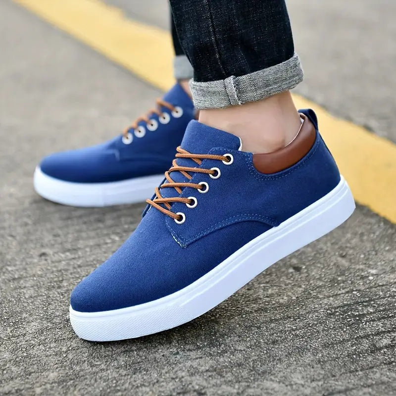 Männer solide Canvas Skateboard-Schuhe Lace Up Low Top Comfy