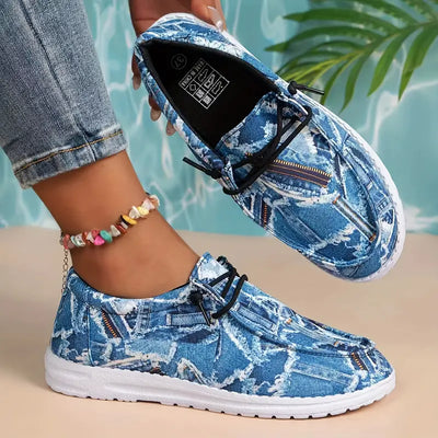 Damen Denim Print Canvas Schuhe