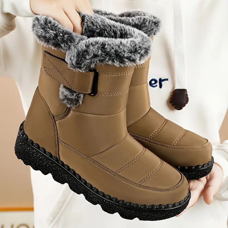 Winter-Schneestiefel für Damen - warm mit Fleece gefüttert, lässiger Stil