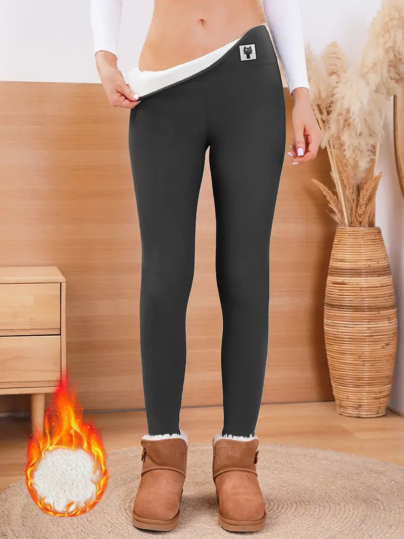 Kuschelige, mit Fleece gefütterte und bestickte Katzen-Leggings für Frauen