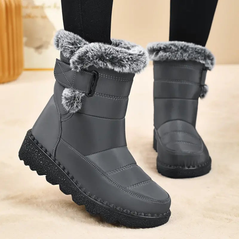 Winter-Schneestiefel für Damen - warm mit Fleece gefüttert, lässiger Stil