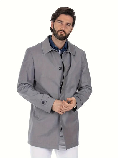 Lässiger einreihiger Trenchcoat für Herren, schicker, eleganter Mantel