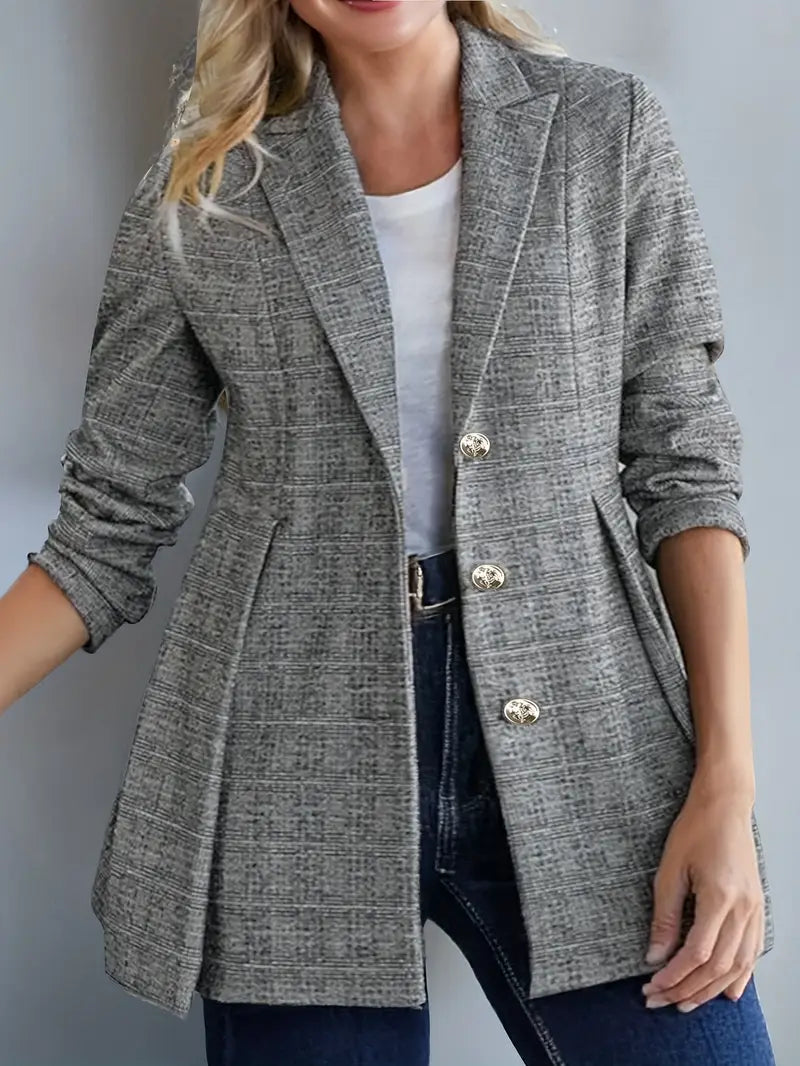 Damen Casual Blazer – Offener Schnitt, Langarm, Einfache Farben