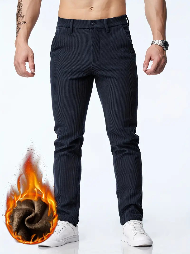 Herren Thermohose aus Cord – Fleecegefüttert, Slim Fit, Modisch