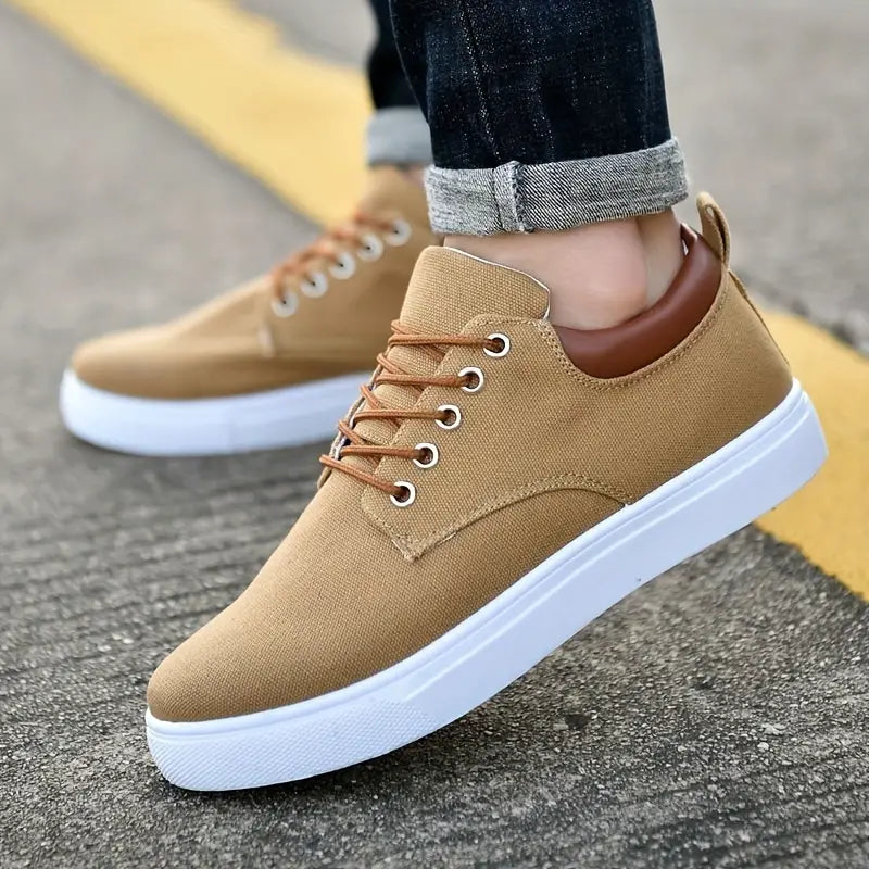 Männer solide Canvas Skateboard-Schuhe Lace Up Low Top Comfy