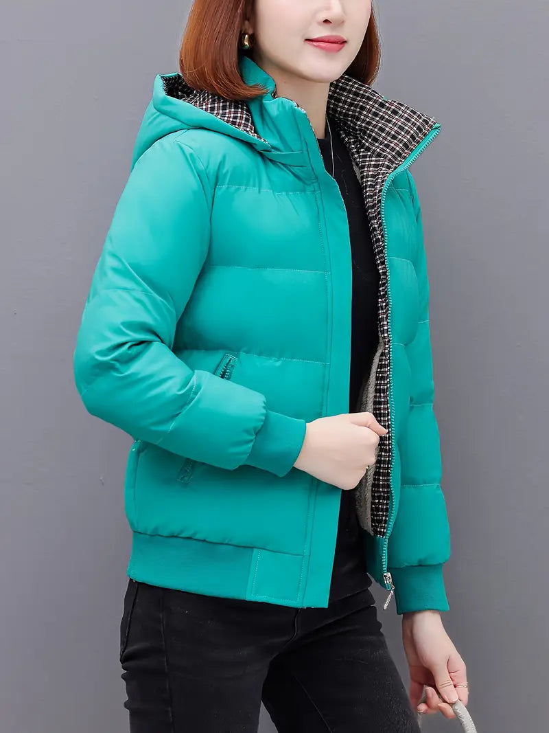 Damen Winterjacke – Modische, Kapuze, Reißverschluss, Warm