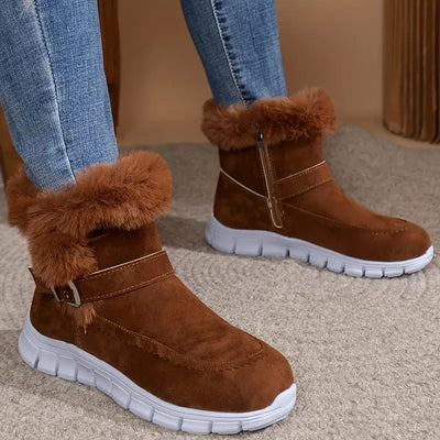 Mid-Calf Winter Snow Boots für Damen, Obermaterial aus Plüsch und Samt