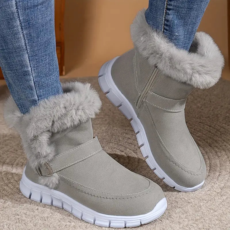 Mid-Calf Winter Snow Boots für Damen, Obermaterial aus Plüsch und Samt