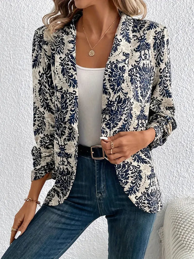 Blazer mit Damastdruck und offener Front