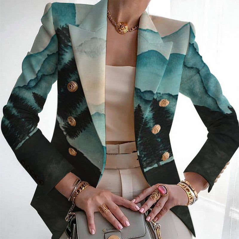 Blazer mit Geodruck und Revers