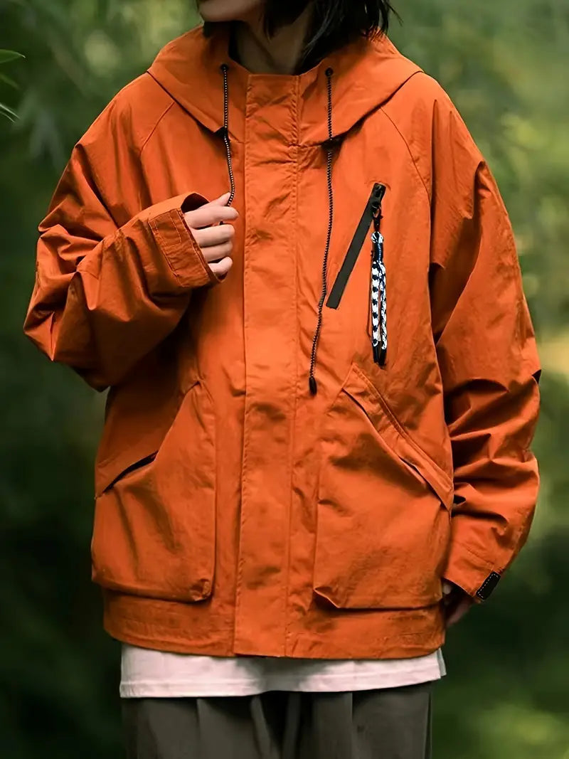 Windbreaker-Jacke mit Kordelzug und Reißverschluss