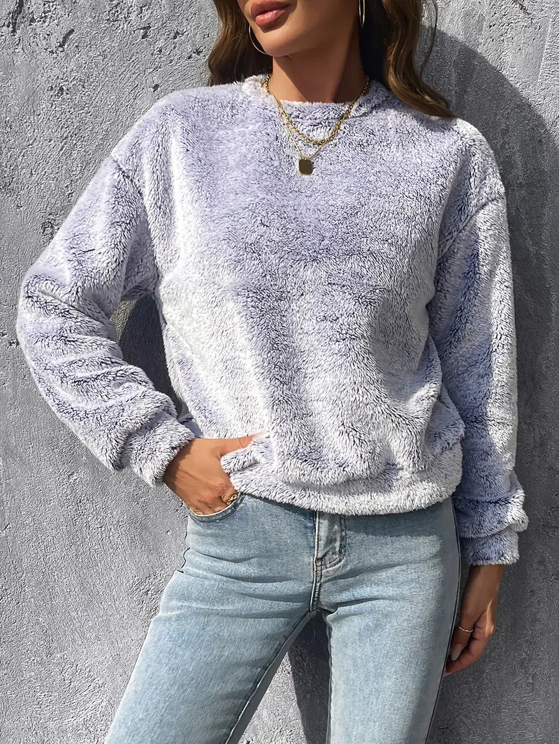 Kuscheliger Fleece-Sweatshirt für Damen – Langarm, Rundhals, Einfache Pflege