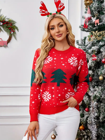 Weihnachtspullover Strickpullover mit Fleece-Futter, Polyester-Gewebe