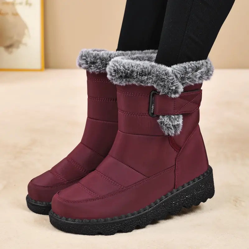 Winter-Schneestiefel für Damen - warm mit Fleece gefüttert, lässiger Stil