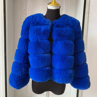 Frauen Mode Mantel Super heiß kurz Fuchspelz flauschig Jacke