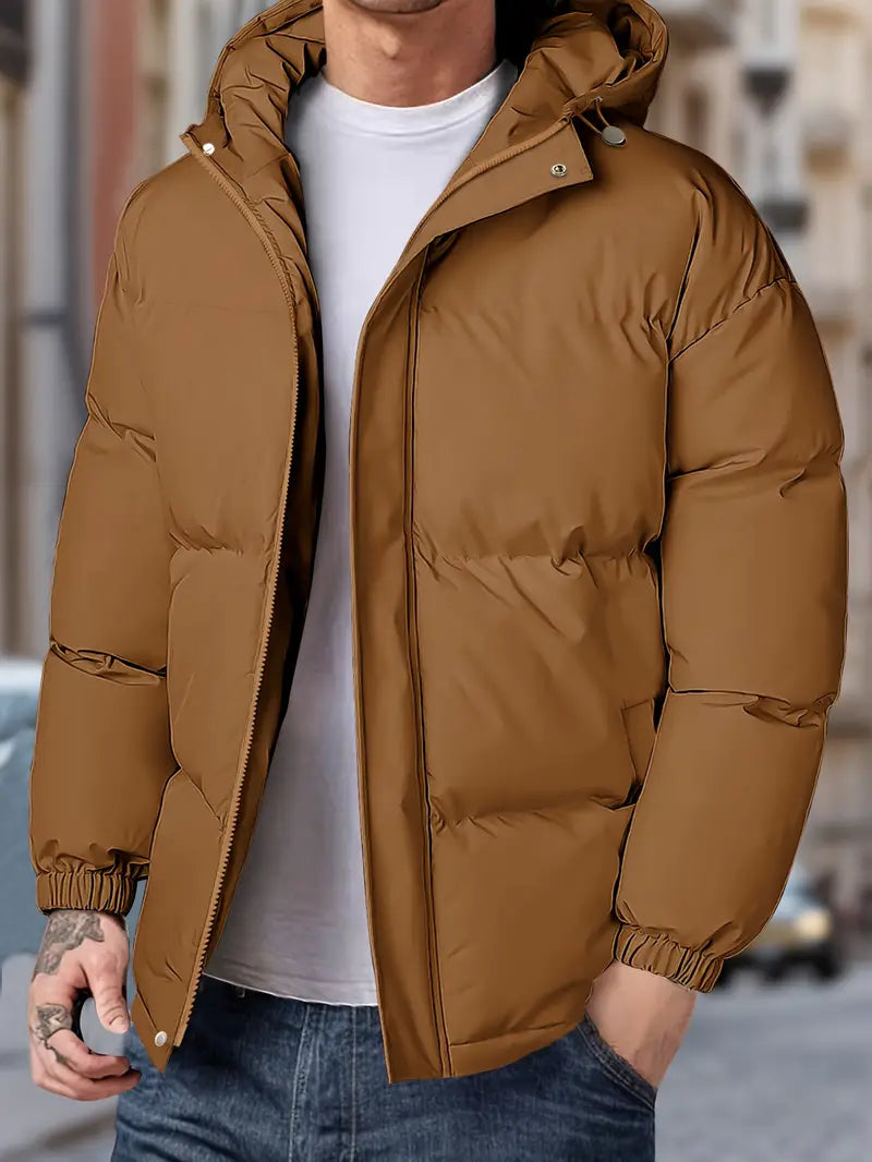 Herren-Winterjacke mit Kapuze - winddicht, dick und warm mit Taschen