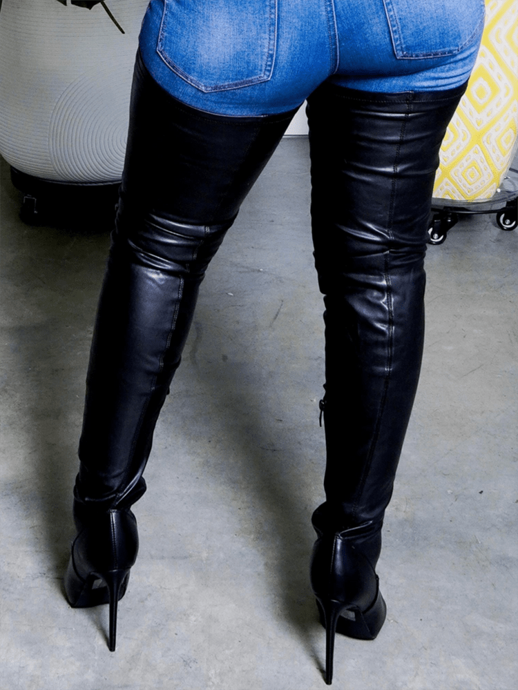 Anne - Flache Overknee-Stiefel aus Leder für den Winter