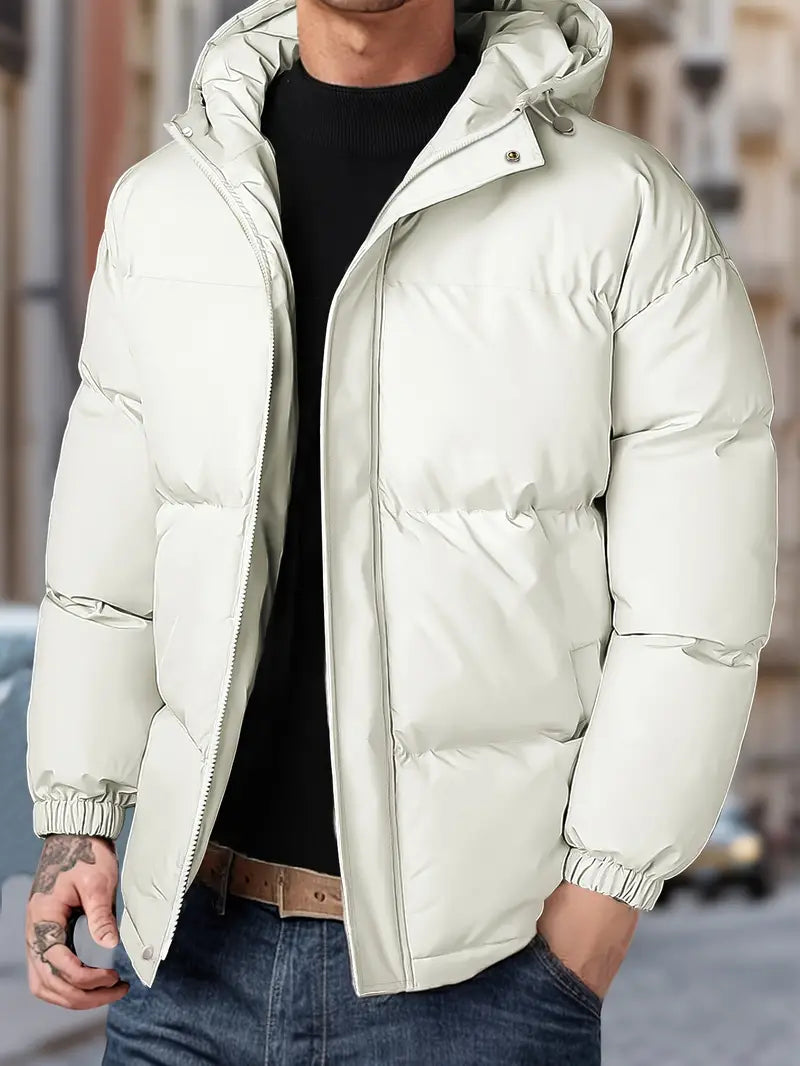 Herren-Winterjacke mit Kapuze - winddicht, dick und warm mit Taschen