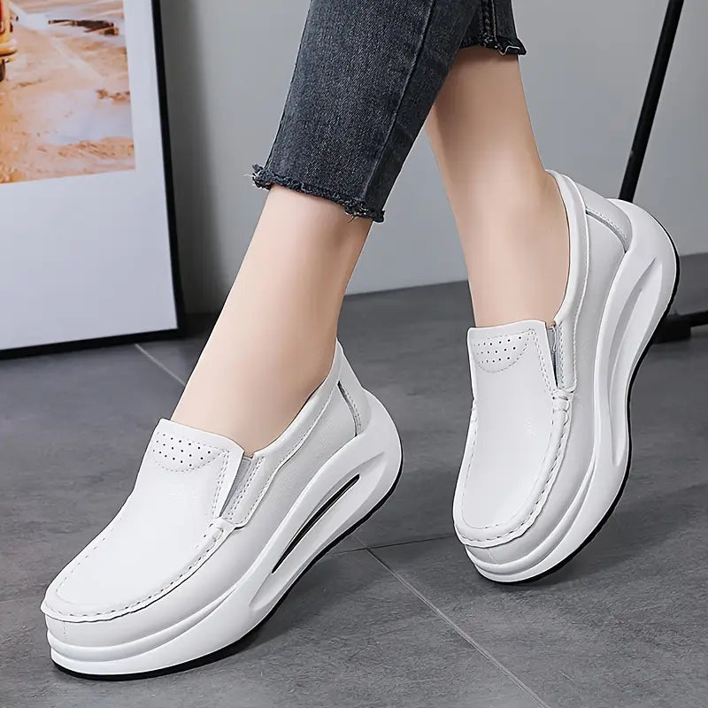 Slip-On Loafer – Bequeme Plattform-Schuhe mit Dickem Absatz