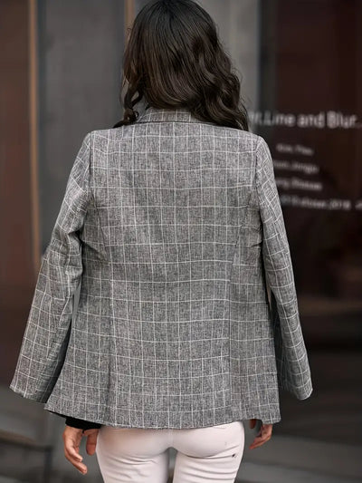 Eleganter Plaid Blazer für Damen, Single Breasted mit Patentaschen