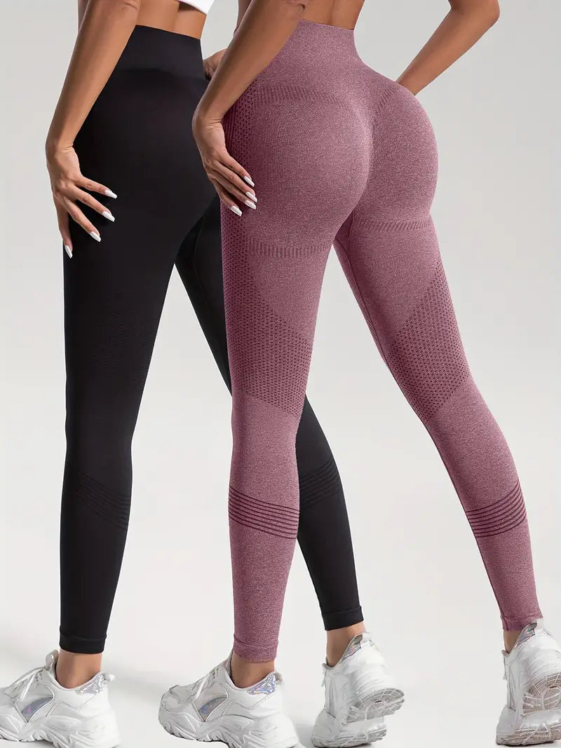 Dahlia - 2pcs feste Farbe High-Stretch Fitness Yoga Sport Leggings