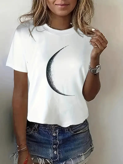 Marg - T-Shirt mit Mond-Print und Rundhalsausschnitt