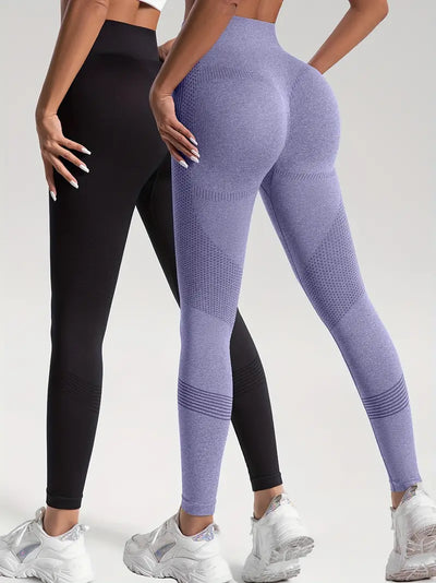 Dahlia - 2pcs feste Farbe High-Stretch Fitness Yoga Sport Leggings