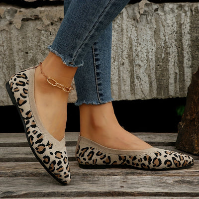 Damen Leopard Ballerinas – Spitze Slip-On Leichte Flats