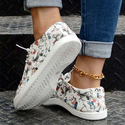 Lässige Cartoon Print Loafer für Damen – Leichte Slip-On Canvas-Schuhe