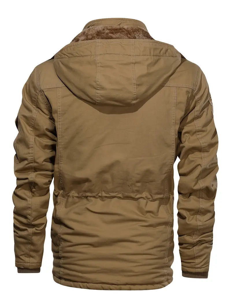 Herren Fleece Cargo Jacke – Warme Outdoor-Jacke mit Kapuze