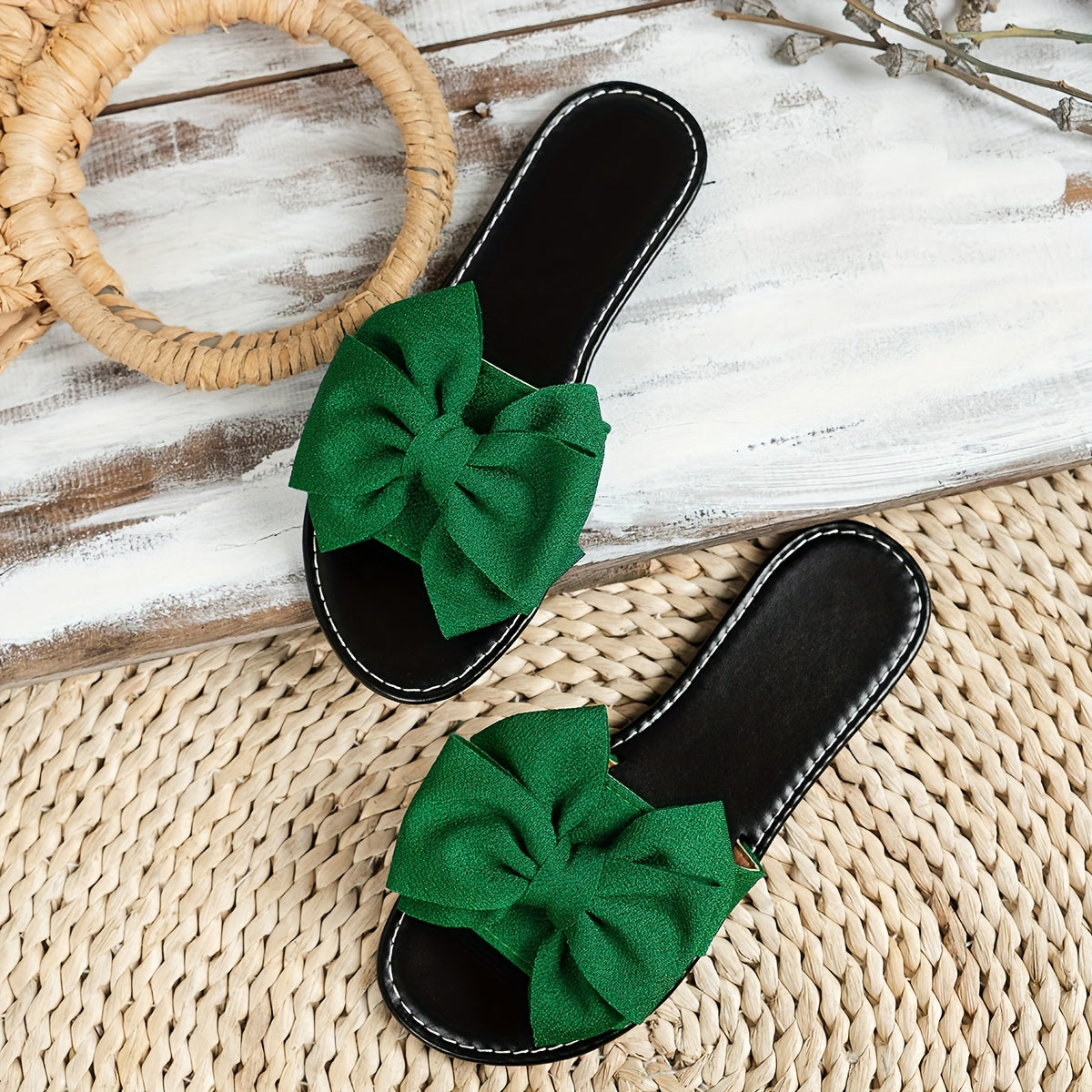 Damen Sommer Slipper – Leichte Flache Sandalen mit Schleife