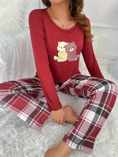 Kline - Gemütlich Chic Cartoon Bär Druck Pyjama Satz