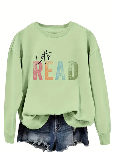 Trendy Pullover mit Buchstabendruck, lässig, lange Ärmel