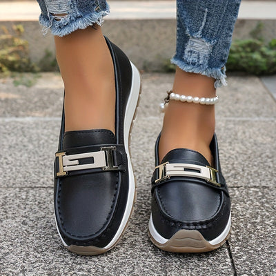 Damen Loafer mit Metallschnalle – Bequeme Slipper für den Sommer