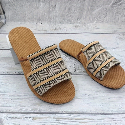 Atmungsaktive Sommer-Slipper für Damen, Leichte Woven Slide Sandalen