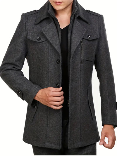 Slim Style Herren Winter dicke warme Zip Up Erbsenmantel Jacke