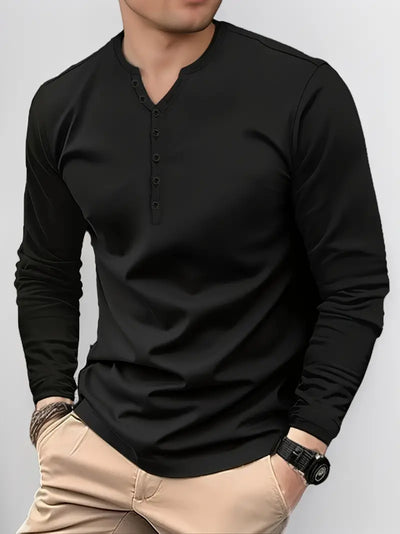 Kirkby - Lässiges langärmeliges Henley-T-Shirt