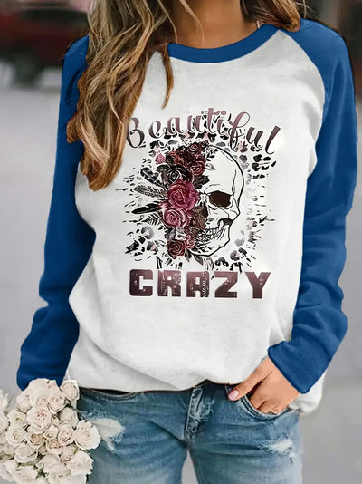 Wild Beauty-Sweatshirt mit Totenkopf-Print