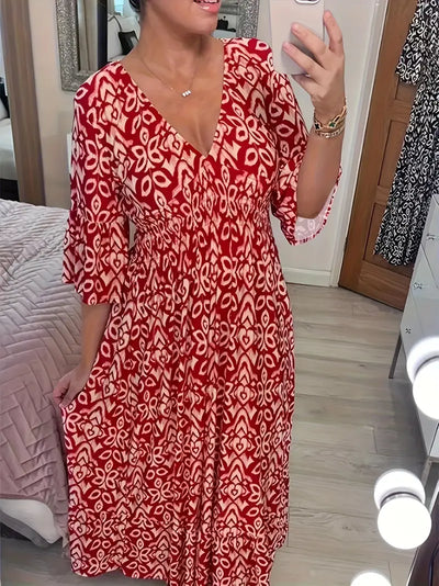 Blumendruck Übergröße Boho Maxikleid