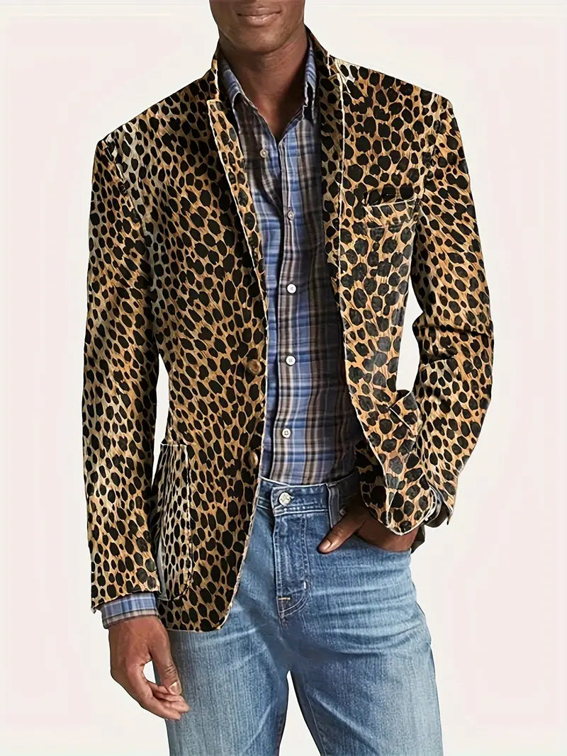 Modische Lässiger Leopardendruck Anzug Jacke