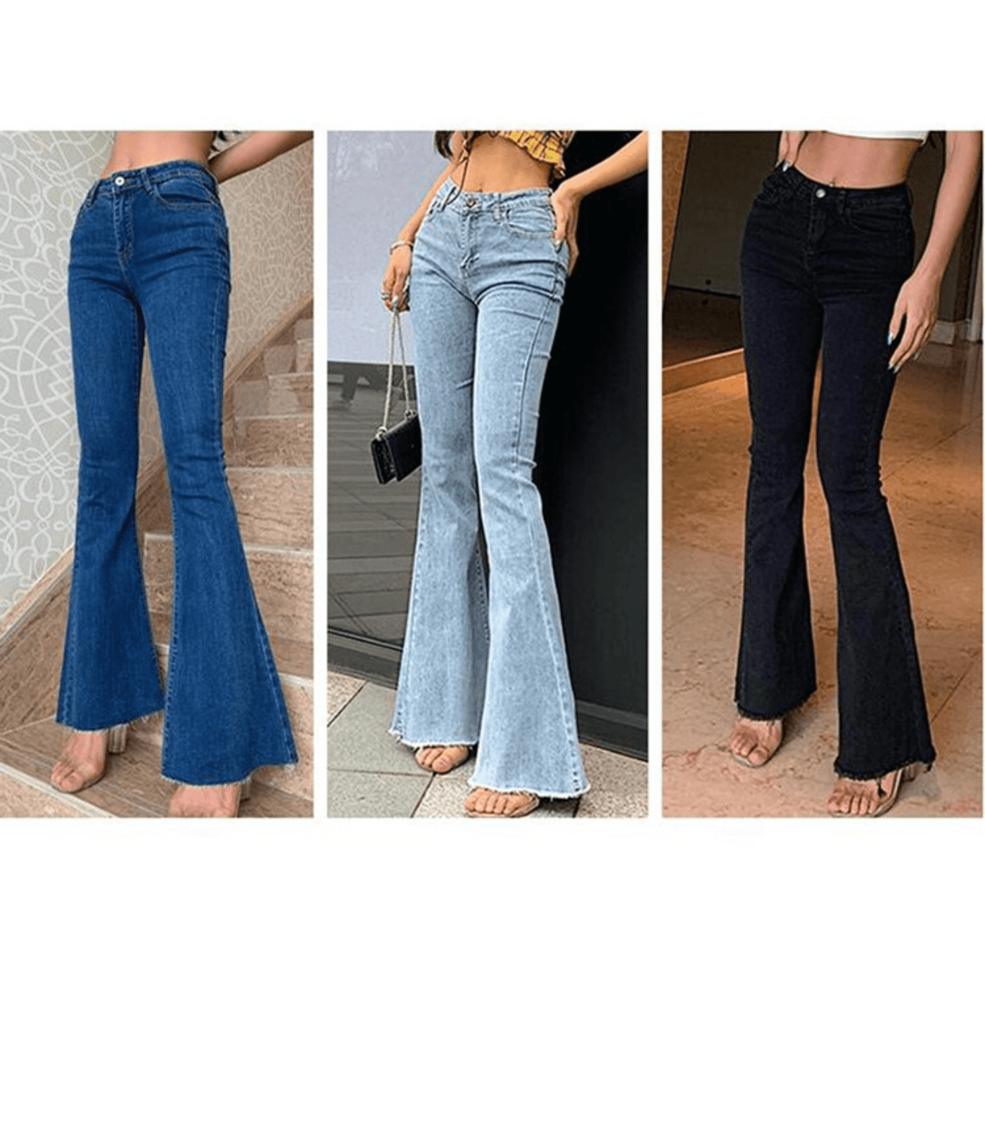 Ausgestellte Denim-Jeans mit hoher Taille