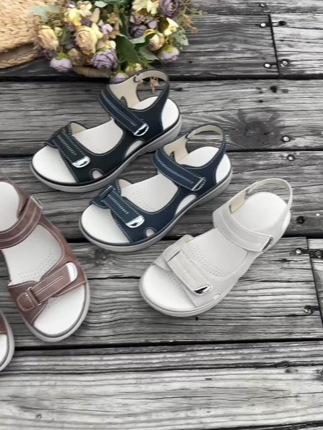 Wedges Sandalen Offene Spitze Atmungsaktiv Verstellbarer Knöchelriemen