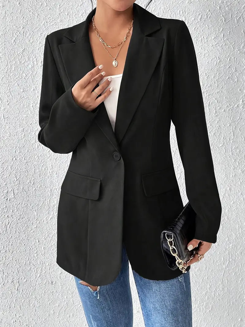 Blazer mit Reverskragen, Einreiher, Eleganter Langarm Business Blazer