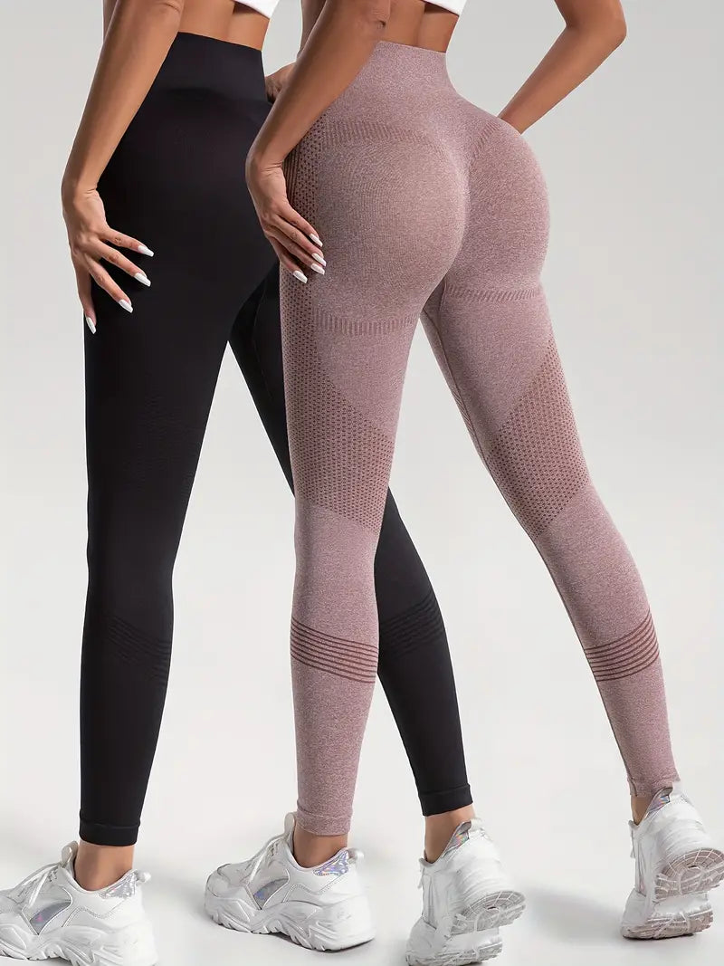 Dahlia - 2pcs feste Farbe High-Stretch Fitness Yoga Sport Leggings