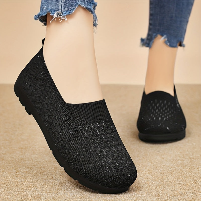 Leichte Slip-On Loafer für Damen – Atmungsaktives Strick-Obermaterial