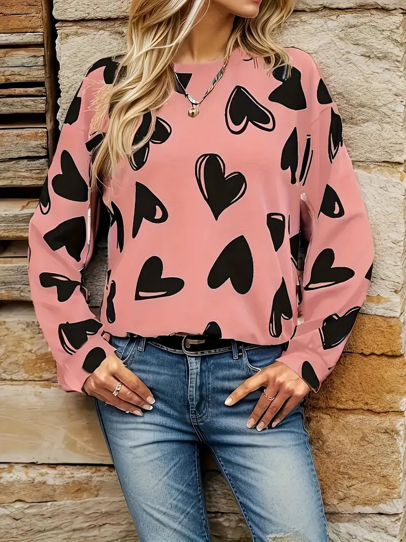 Gemütlicher Chic Heartbeat Pullover mit Rundhalsausschnitt